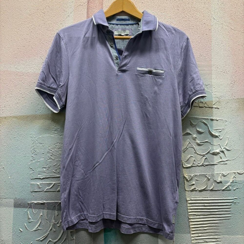 Ted Baker London Lavender Polo Shirt M Preppy Old Money Parisian Chic Streetwear